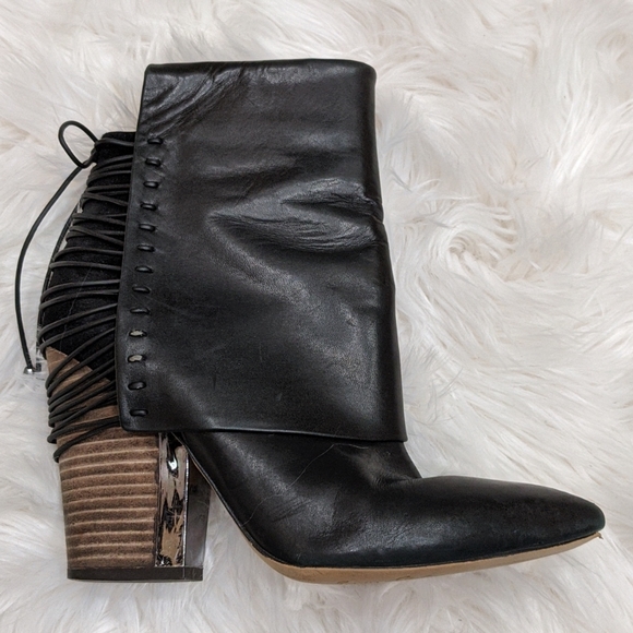 Sam Edelman black leather lace up heeled booties - Picture 6 of 9